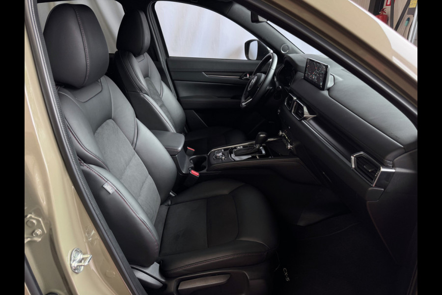 Mazda CX-5 2.0 E SkyActiv MHEV 165 HOMURA LEER/ALCANTARA ELEK.KLEP ADAP.CRUISE 19''LMV HEAD-UP 360.CAMERA FULL LED CARPLAY NAVI STOEL/STUUR 09/2024