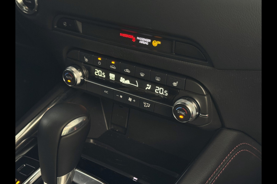 Mazda CX-5 2.0 E SkyActiv MHEV 165 HOMURA LEER/ALCANTARA ELEK.KLEP ADAP.CRUISE 19''LMV HEAD-UP 360.CAMERA FULL LED CARPLAY NAVI STOEL/STUUR 09/2024