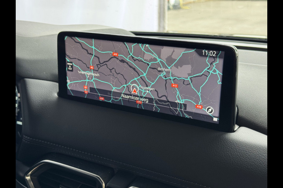 Mazda CX-5 2.0 E SkyActiv MHEV 165 HOMURA LEER/ALCANTARA ELEK.KLEP ADAP.CRUISE 19''LMV HEAD-UP 360.CAMERA FULL LED CARPLAY NAVI STOEL/STUUR 09/2024