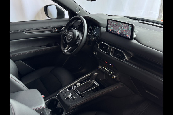 Mazda CX-5 2.0 E SkyActiv MHEV 165 HOMURA LEER/ALCANTARA ELEK.KLEP ADAP.CRUISE 19''LMV HEAD-UP 360.CAMERA FULL LED CARPLAY NAVI STOEL/STUUR 09/2024