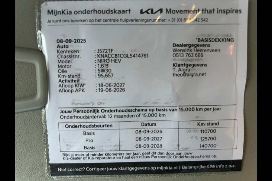 Kia Niro 1.6 GDi Hybrid DynamicPlusLine Trekh Leer 100% Dealeronderhouden 1e Eigenaar NL-Auto