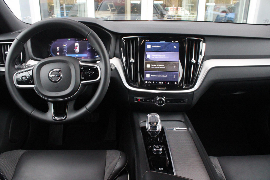 Volvo V60 2.0 B4 211PK PLUS DARK |19" 5-MULTI SPAAKS BLACK DIAMOND CUT LICHTMETALEN VELGEN  | PILOT ASSIST | REMOTE START | APPLE CARPLAY / ANDROID AUTO | NAVIGATIE BY GOOGLE | DRAADLOZE TELEFOONLADER | PARK ASSIST - ACHTERUITRIJCAMERA EN PAKEERSENSOREN VOOR + ACHTER |  ADAPTIEVE CRUISECONTROL | R-DESIGN BEKLEDING MET NAPPA LEDER I.C.M. OPEN GRID TEXTIEL | POWERSEATS - BEIDE VOORSTOELEN ELEKTRISCH VERSTELBAAR MET GEHEUGENFUNCTIE | STOELVERWARMING | SFEERVERLICHTING | LIGHTING PACK - FULL LED KOPLAMPEN MET ACTIEF GROOTLICHT EN KOPLAMPSPROEIERS | LED MISTLAMPEN | INTELLSAFE SURROU