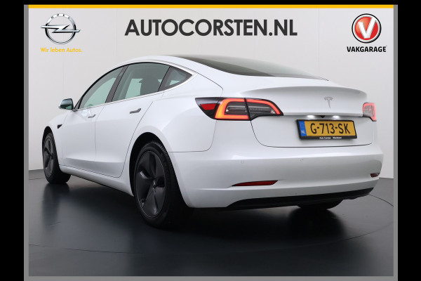 Tesla Model 3 RWD SR+ 60kWh 325PK Lmv 18" AutoPilot Leder PanoDak Adaptive-Cruise Lmv Camera's Elektr.-Stuur+Stoelen+Spiegels+Geheugen+Easy-En Navi LED Comfortstoelen ACC DAB Keyless en Voorverwarmen interieur via App One-Pedal-Drive Origineel Nederlandse auto tot 11kw laden thuis! Garantie Accu tot 10-12-2027 max 160.000km 1.584kg licht!
