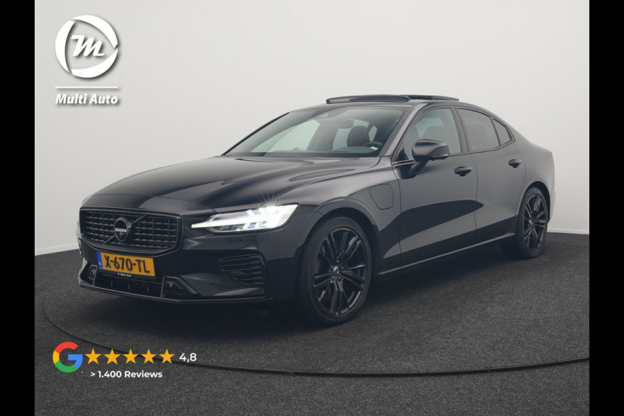 Volvo S60 Recharge T8 AWD R-Design Plug in Hybrid 391pk Black Dealer O.H PHEV | Schuifdak | Bowers & Wilkins | Head Up | Adaptive Cruise | 360 Camera | Luxe Lederen Sportstoelen Massage & Memory | 19"L.M | Keyless | Navigatie |