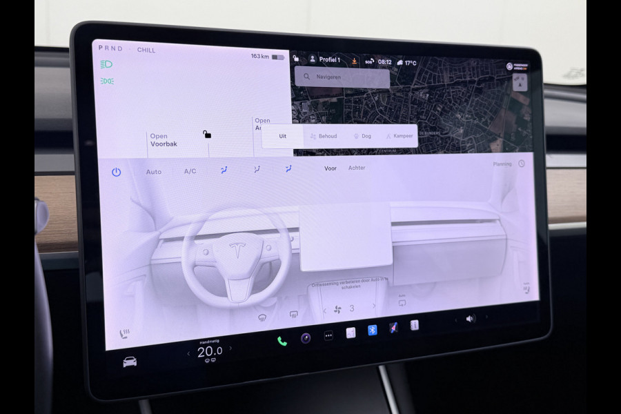 Tesla Model 3 RWD SR+ 60kWh 325PK Lmv 18" AutoPilot Leder PanoDak Adaptive-Cruise Lmv Camera's Elektr.-Stuur+Stoelen+Spiegels+Geheugen+Easy-En Navi LED Comfortstoelen ACC DAB Keyless en Voorverwarmen interieur via App One-Pedal-Drive Origineel Nederlandse auto tot 11kw laden thuis! Garantie Accu tot 10-12-2027 max 160.000km 1.584kg licht!