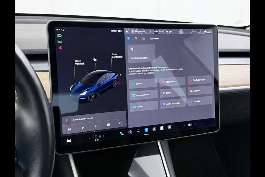 Tesla Model 3 RWD SR+ 325PK Lmv 18" AutoPilot FSD 2.5 Leder PanoDak Adaptive-Cruise Lmv Camera's Elektr.-Stuur+Stoelen+Spiegels+Geheugen+Easy- Navi LED Comfortstoelen ACC DAB Voorverwarmen interieur via App Keyless via Telefoonsleutel One-Pedal-Drive Origineel Nederlandse auto tot 11kw laden thuis! 1.584kg licht! Keurige auto!! 1000kg trekvermogen