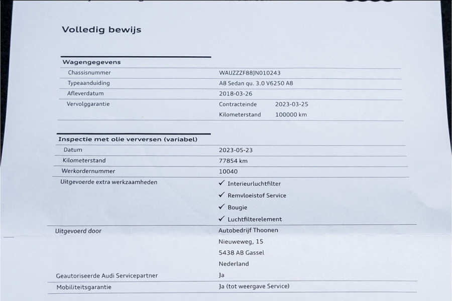 Audi A8 55 TFSI Quattro ProLine Plus B&O Matrix Schuifdak 4Wielsturing 20"