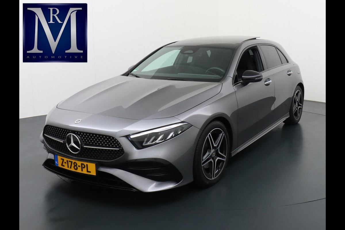 Mercedes-Benz A-Klasse 200 AMG Line FACELIFT | 163PK | Night-pakket | Camera | Panoramadak | Ambienteverlichting / SFEERVERLICHTING| Dodehoek | Mountaingrau | Rijklaar + 12 mnd BOVAG garantie
