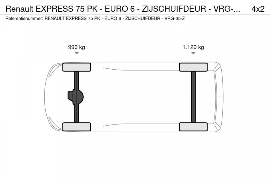 Renault Express 75 PK - EURO 6 - ZIJSCHUIFDEUR - VRG-35-Z