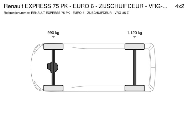 Renault Express 75 PK - EURO 6 - ZIJSCHUIFDEUR - VRG-35-Z