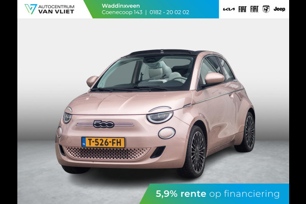 Fiat 500E La Prima 42 kWh Cabrio | Apple Carplay - Android Auto | Leer | 17" LM velgen|