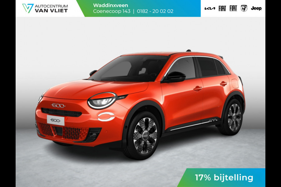 Fiat 600E La Prima 54 kWh | 17% Bijtelling | Carplay | Elek. Stoel | Stoelverwarming | Keyless | LED | Clima