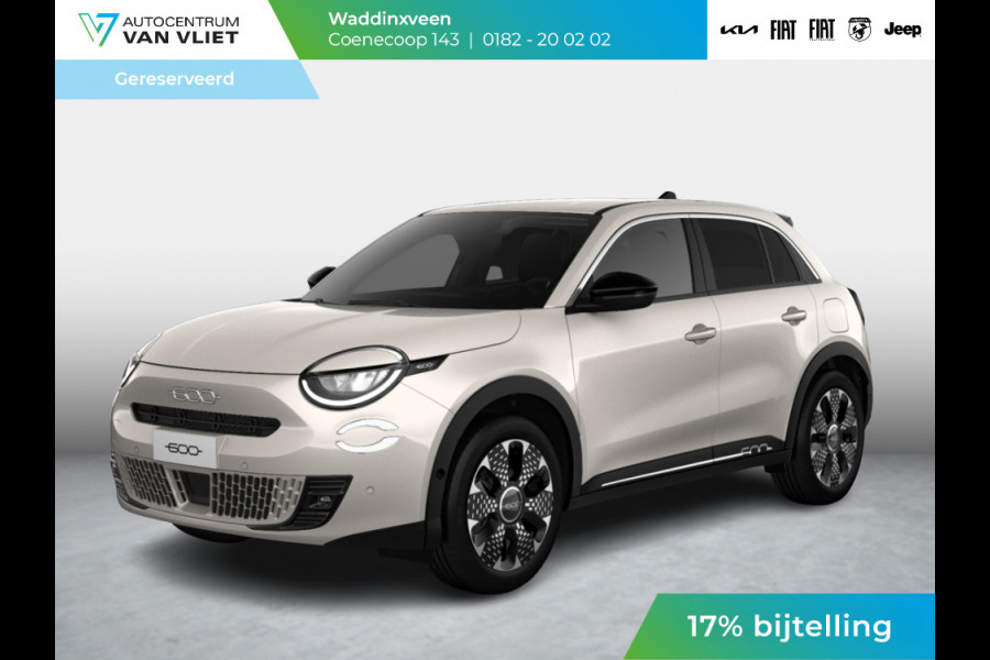 Fiat 600E La Prima 54 kWh | 17% Bijtelling | Carplay | Elek. Stoel | Stoelverwarming | Keyless | LED | Clima