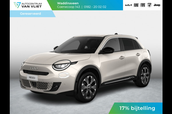 Fiat 600E La Prima 54 kWh | 17% Bijtelling | Carplay | Elek. Stoel | Stoelverwarming | Keyless | LED | Clima