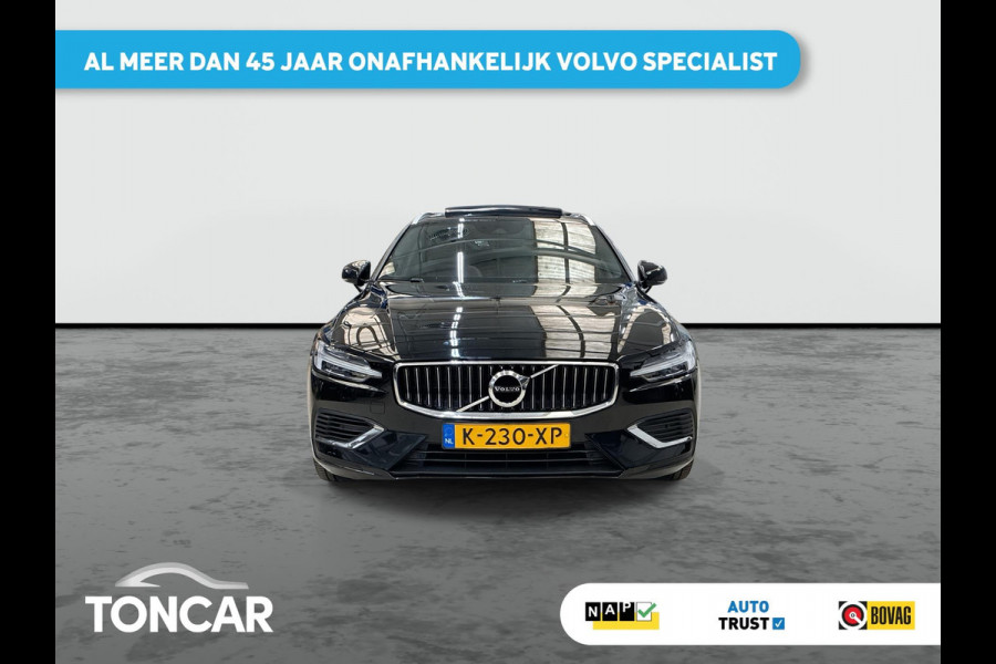 Volvo V60 2.0 T6 Recharge AWD Business Pro Cacao Leder 341pk ! | Skyroof | Trekhaak | Stoel- Stuur-, A-Bank verwarming | A-Camera