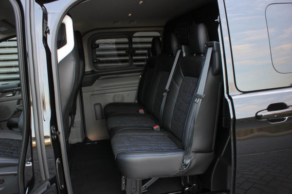 Ford Transit Custom 320 2.0 TDCI L2H1 MS-RT DC AWD DUBBEL CABINE BPM VRIJ / KUIPSTOELEN / DIRECT RIJDEN / NAVIGATIE / FULL BLACK