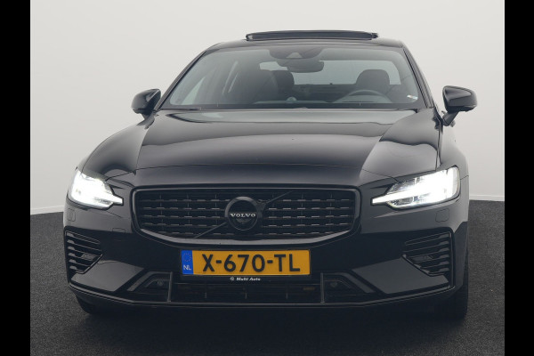 Volvo S60 Recharge T8 AWD R-Design Plug in Hybrid 391pk Black Dealer O.H PHEV | Schuifdak | Bowers & Wilkins | Head Up | Adaptive Cruise | 360 Camera | Luxe Lederen Sportstoelen Massage & Memory | 19"L.M | Keyless | Navigatie |