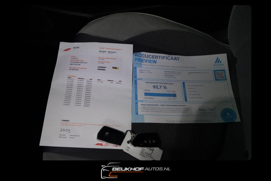 Volkswagen ID.3 First Plus 58 kWh Soh 92.7% Carplay Navi cam