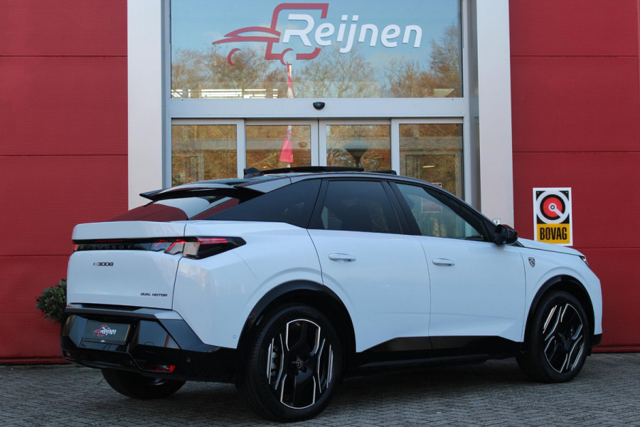 Peugeot E-3008 GT 325PK LAUNCH EDITION DUAL MOTOR 73KWH | PANORAMISCH SCHUIF / KANTELDAK | PREMIUM HIFI FOCAL | LEDEREN BEKLEDING NAPPA | ELEKTRISCH VERSTELBARE VOOR STOELEN, MET GEHEUGENFUNCTIE OP BESTUURDERSSTOEL | STOEL VERWARMING | STOEL MASAGE | STOEL VENTILATIE | ACHTERBANK VERWARMING | STUUR VERWARMING | WARMTE POMP | ALARM SYSTEEM | DRAADLOOS APPLE CARPLAY / ANDROID AUTO | DRAADLOZE TELEFOONLADER | VISIOPARK 360° HD CAMERA'S | DRIVE ASSIST 2.0 SEMI-AUTONOOMRIJDEN |