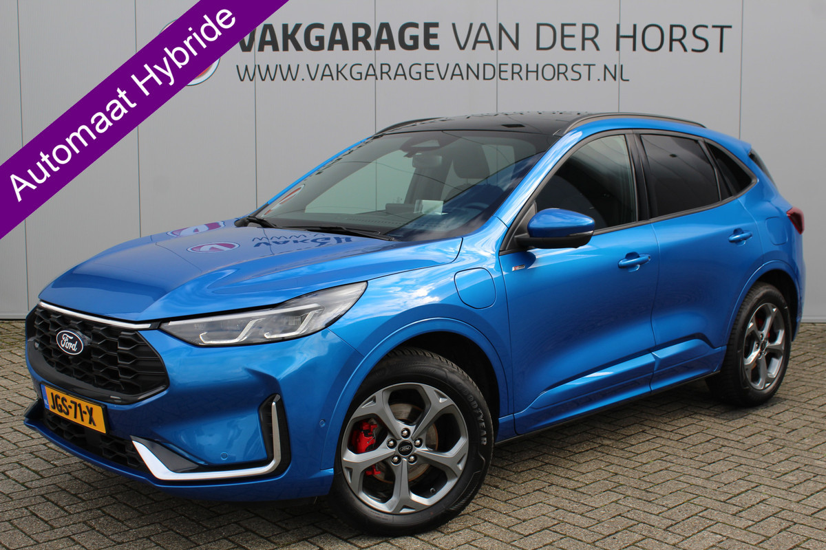 Ford Kuga 2.5-243pk PHEV ST-Line X. Nieuw Model ! Van €. 54.937,- voor €. 43.735,- ! Trekgewicht van 2.100kg ! Elektr. verstelb. AGR stoelen voor, Stoel-, stuur-, voorraam- en achterbank verwarming, Elektr. panorama/schuif-kanteldak , Trekhaak wegklapbaar,
