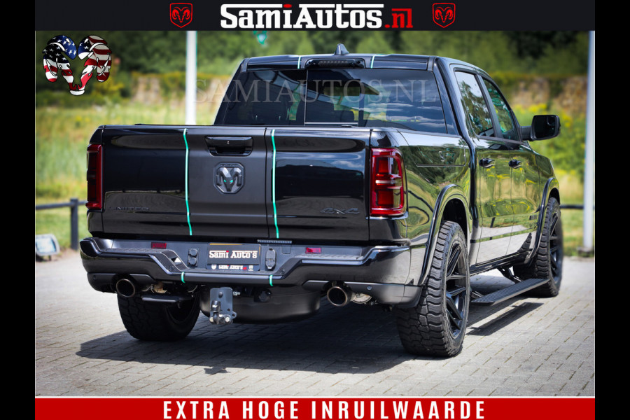 Dodge Ram 1500 Limited Night High Output 540HP 706Nm | Massage + Full Option | De Meest Luxe en Volle Pick-Up in zijn Klasse | Comfortabele Dubbele Cabine met Royale 5 Zitplaatsen | BPM vrij | Nu Leverbaar uit Voorraad | Voorraad Nr 2320 - 5138