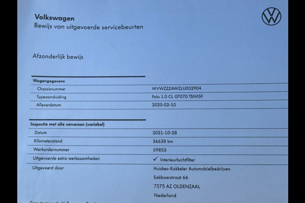 Volkswagen Polo 1.0 TSI Comfortline * Carplay * Adaptieve Cruise Control * Airco * Lichtsensor