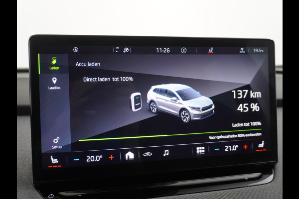 Škoda ENYAQ iV 60 SOH 93% Navi Ecc Adaptive-Cruise Camera Apple Carplay Android Keyless Led Pdc Dab Business Edition Plus Stoelverwarming Bluetooth Dodehoek detector Draadloze tel.lader Rijstrooksensor Regen-Lichtsensor Origineel Nederlandse 1e Eigenaar Auto nieuwprijs €51.910,-