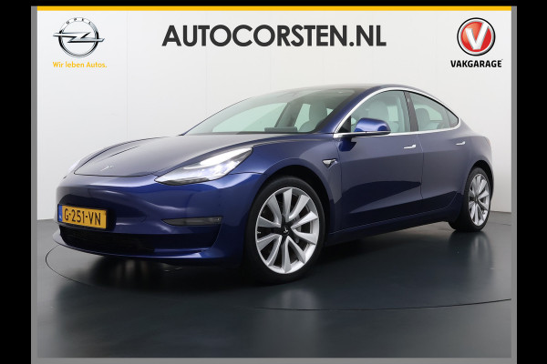 Tesla Model 3 Long Range AWD 75kWh SOH 88% 463PK Lmv 19" Ivoor Premium Audio AutoPilot Panoramadak Camera's Leer Adaptive-Cruise-Control+Stop& 4WD Stoel en achterbank verwarming Elektr.Stoelen+Memory+Easy-Entry WiFi Origineel Nederlandse Auto Garantie op Accu/Motor tot 20-12-2027/192.000km