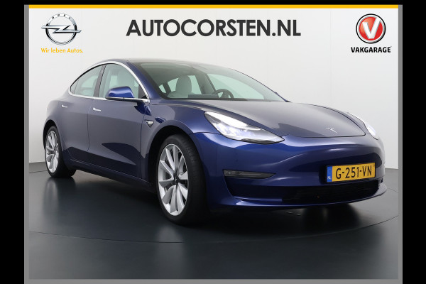 Tesla Model 3 Long Range AWD 75kWh SOH 88% 463PK Lmv 19" Ivoor Premium Audio AutoPilot Panoramadak Camera's Leer Adaptive-Cruise-Control+Stop& 4WD Stoel en achterbank verwarming Elektr.Stoelen+Memory+Easy-Entry WiFi Origineel Nederlandse Auto Garantie op Accu/Motor tot 20-12-2027/192.000km