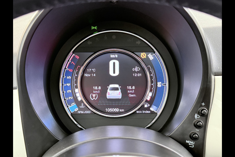 Fiat 500 81PK Turbo Pano-dak Navi Ecc Cruise Control Lounge Lmv Led Business Pack Navigatie Pack Pack Style Isofix EURO6 Volledig Onderhouden, laatste beurt bij 94238km ! Origineel Nederlandse Auto Nieuwprijs €20.140 Super Efficiente Twin Air Turbo Motor