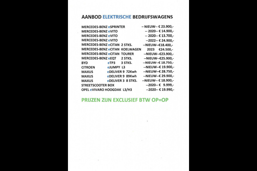 BYD ETP3 45 kWh WLTP 230Km L&R Schuifdeur Leer Airco Achteruitrijcamera