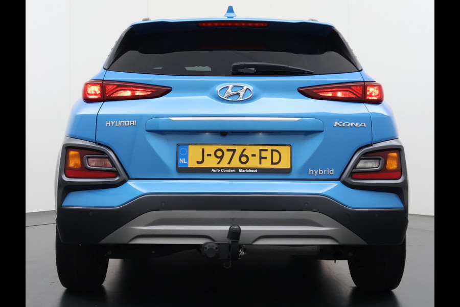 Hyundai Kona 1.6 HEV AUT-6 141pk Adaptive-Cr Trekhaak HUD Camera Android Apple Carplay Navi Bordherkenning PDC Fashion Keyless Head-Up-Display Auto-Pilot (Lane-Assist+ACC) ESP Mild Hybride Priv.Glass Botsing waarsch syst Dodehoek-assistent