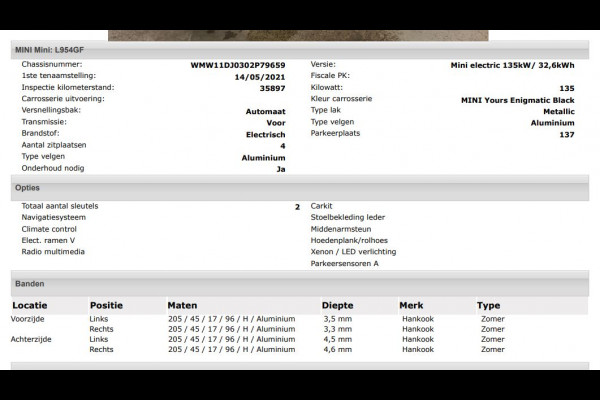 MINI Mini Electric S MINI Yours 135KW / 33 kWh SOH 100% Comfort plus / Driving Ass. / Leder / Navigatie / Pdc+Camera / Harman Kardon / 100% Elektrisch, 100% Stijlvol / Apk 05-2027