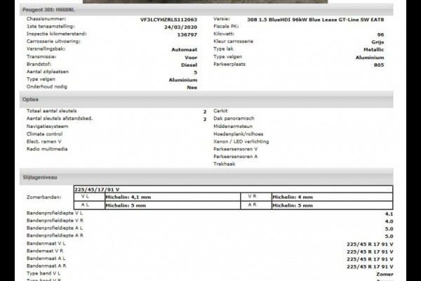 Peugeot 308 SW 1.5 HDi 131PK Automaat GT-Line / Panoramadak / Trekhaak / Xenon / Airco-ecc /  1/2 Leder / Apk 03-2026