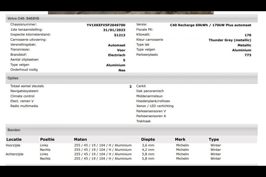 Volvo C40 Recharge Plus 69 kWh SOH 95% / Panoramadak / Trekhaak / Camera / Stoel-Stuurverwarming / Navigatie / Radio-multimedia / Apk 01-2027
