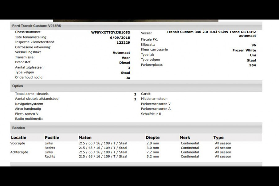 Ford Transit Custom 340 2.0 TDCI Euro6 Automaat 131PK H2 Trend 3Pers. *ideaal voor Camper* Navigatie / Pdc./ Airco / Safety&Comfort pack / Driver assist  / Stoelverwarming / / Apk nieuw