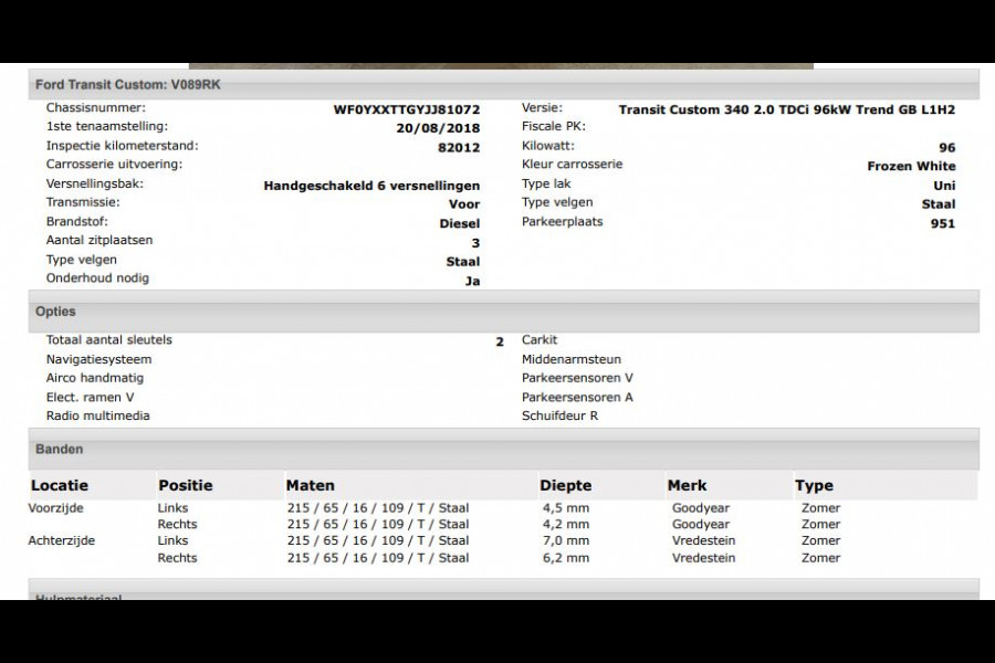 Ford Transit Custom 340 2.0 TDCI Euro6 131PK H2 Trend 3Pers. *ideaal voor Camper*/ Navigatie / Pdc./ Airco / Safety&Comfort pack / Driver assist  / Stoelverwarming / Apk 11-2026