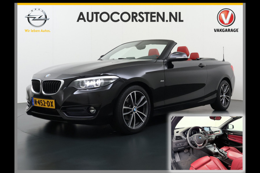 BMW 2 Serie Cabrio 218I 136pk AUT-8 Leer+Verwarmd Navi Connected-Drive Ecc Cruise Control Pdc High Executive Sport Led Bluetooth Licht-Regensensor Sportstoelen WiFi v.b 46.000 nieuw