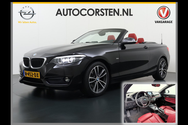 BMW 2 Serie Cabrio 218I 136pk AUT-8 Leer+Verwarmd Navi Connected-Drive Ecc Cruise Control Pdc High Executive Sport Led Bluetooth Licht-Regensensor Sportstoelen WiFi v.b 46.000 nieuw