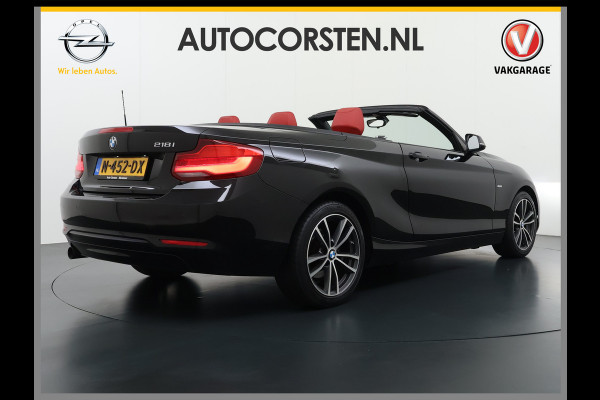 BMW 2 Serie Cabrio 218I 136pk AUT-8 Leer+Verwarmd Navi Connected-Drive Ecc Cruise Control Pdc High Executive Sport Led Bluetooth Licht-Regensensor Sportstoelen WiFi v.b 46.000 nieuw