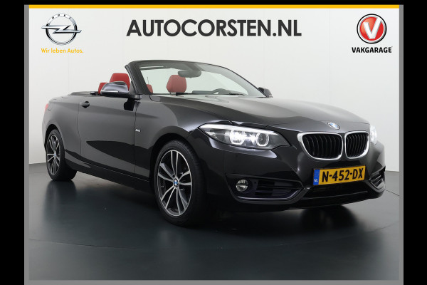 BMW 2 Serie Cabrio 218I 136pk AUT-8 Leer+Verwarmd Navi Connected-Drive Ecc Cruise Control Pdc High Executive Sport Led Bluetooth Licht-Regensensor Sportstoelen WiFi v.b 46.000 nieuw