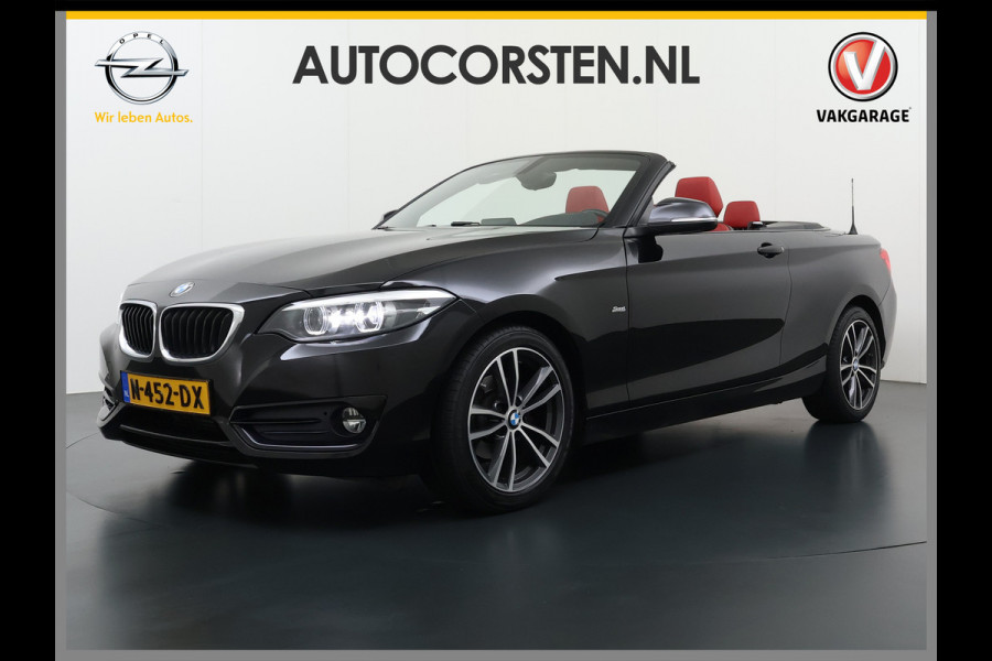 BMW 2 Serie Cabrio 218I 136pk AUT-8 Leer+Verwarmd Navi Connected-Drive Ecc Cruise Control Pdc High Executive Sport Led Bluetooth Licht-Regensensor Sportstoelen WiFi v.b 46.000 nieuw