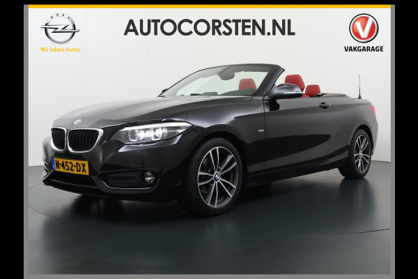BMW 2 Serie Cabrio 218I 136pk AUT-8 Leer+Verwarmd Navi Connected-Drive Ecc Cruise Control Pdc High Executive Sport Led Bluetooth Licht-Regensensor Sportstoelen WiFi v.b 46.000 nieuw