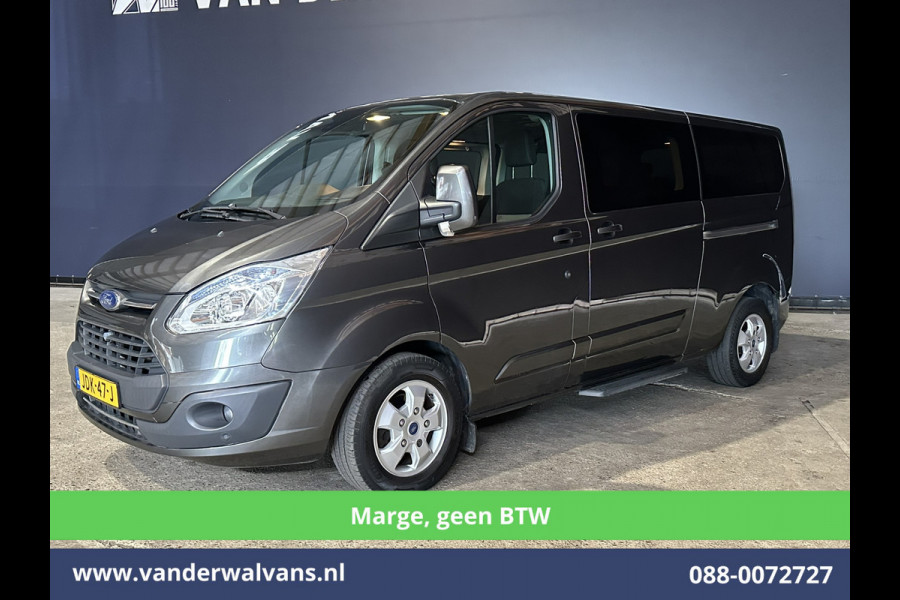 Ford Tourneo Custom 2.0 TDCI **MARGE, Geen btw, Geen bpm** 131pk Automaat L2H1 Personenbus Euro6 Airco | 2x zijdeur | 8-Zits | Navigatie Cruisecontrol, Trekhaak, Parkeersensoren, LM velgen, Verwarmde voorruit, Achterklep