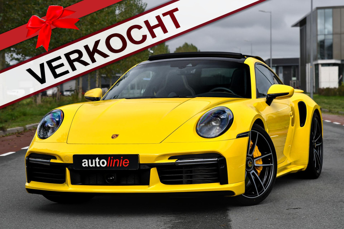 Porsche 911 3.8 Turbo S. Keramisch, Racing Yellow, Burmester, Alcantara hemel, PDCC, Sportuitl, Pano, ACC, 18 Weg, Dodeh, Camera!