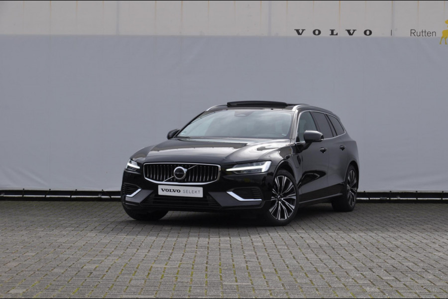 Volvo V60 T6 350pk Autmomaat Recharge AWD Plus Bright Pilot assist / Adaptive cruise control / Elektrische achterklep / Panoramadak / Keyless entry / Google services / Lederen bekleding /