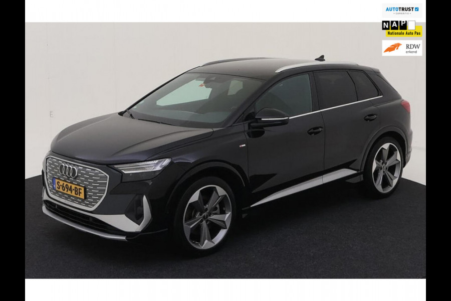 Audi Q4 e-tron 40 S 300 pk edition 77 kWh, 1 e eigenaar, 2 X S line, 21 inch, elect.bed. trekhaak, NL auto met nationale auto pas