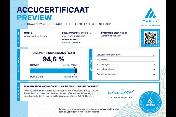 Kia e-Niro ExecutiveLine 64 kWh | SOH 94,6% | Navigatie | Climate Control | Stoel & Stuurverwarming | JBL |