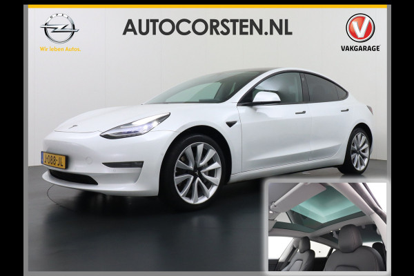 Tesla Model 3 Gereserveerd Long Range AWD 75kWh  Lmv 19" Navi Ecc Leder Panoramadak Adaptive Cruise Control Autopilot Elek.Stoelen+Verwarmd+Memory Premium Audio 4WD Privacy Glas Soh 89% Fabrieksgarantie op Accu en motor tot 24-08-2028 1e Eigenaar Origineel Nederlandse Auto