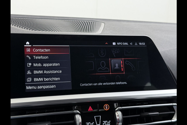 BMW 3-serie 320i 2.0T 184pk AUT-8 Navi-Pro Apple Carplay Android Bordherk. Sport Line Shadow-Line Sportstoel+ 1/2 Leer PDC-a+v Teleservice D HiFi+9speakers Drive-Assist LED Connected-Services LED Live Cockpit Pro Active guard DAB WiFi 1600kg trekvermogen